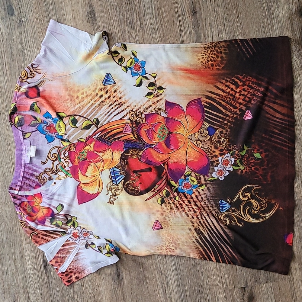 Dress Barn Tattoo Graffiti XL T Shirt Top